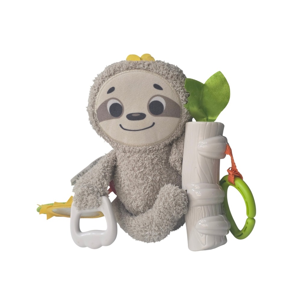 Fisher-Price Slow Moves Sloth Activity Toy Gray Plush Mirror Crinkle FXC31 GHL39